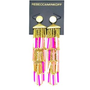 REBECCA MINKOFF BEADED TASSEL EARRINGS